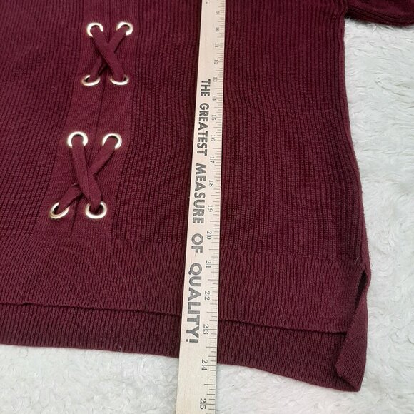 Michael Michael Kors Women's Lace-Up Burgundy Knit Sweater Size M - Picture 5 of 8